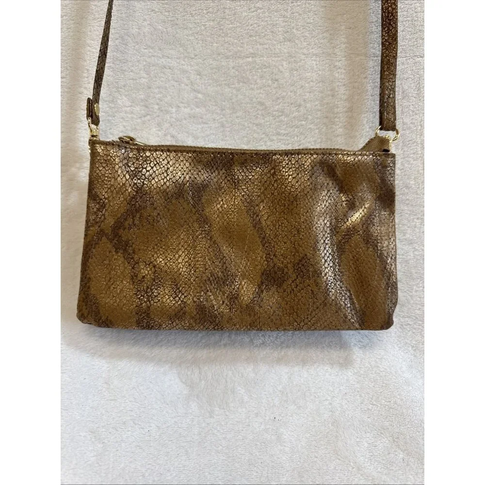 Carolina Hill Women’s Crossbody Multi Compartment Zipper Slots Faux Snakeskin